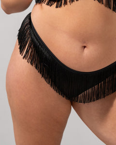 Fringe Thong Black