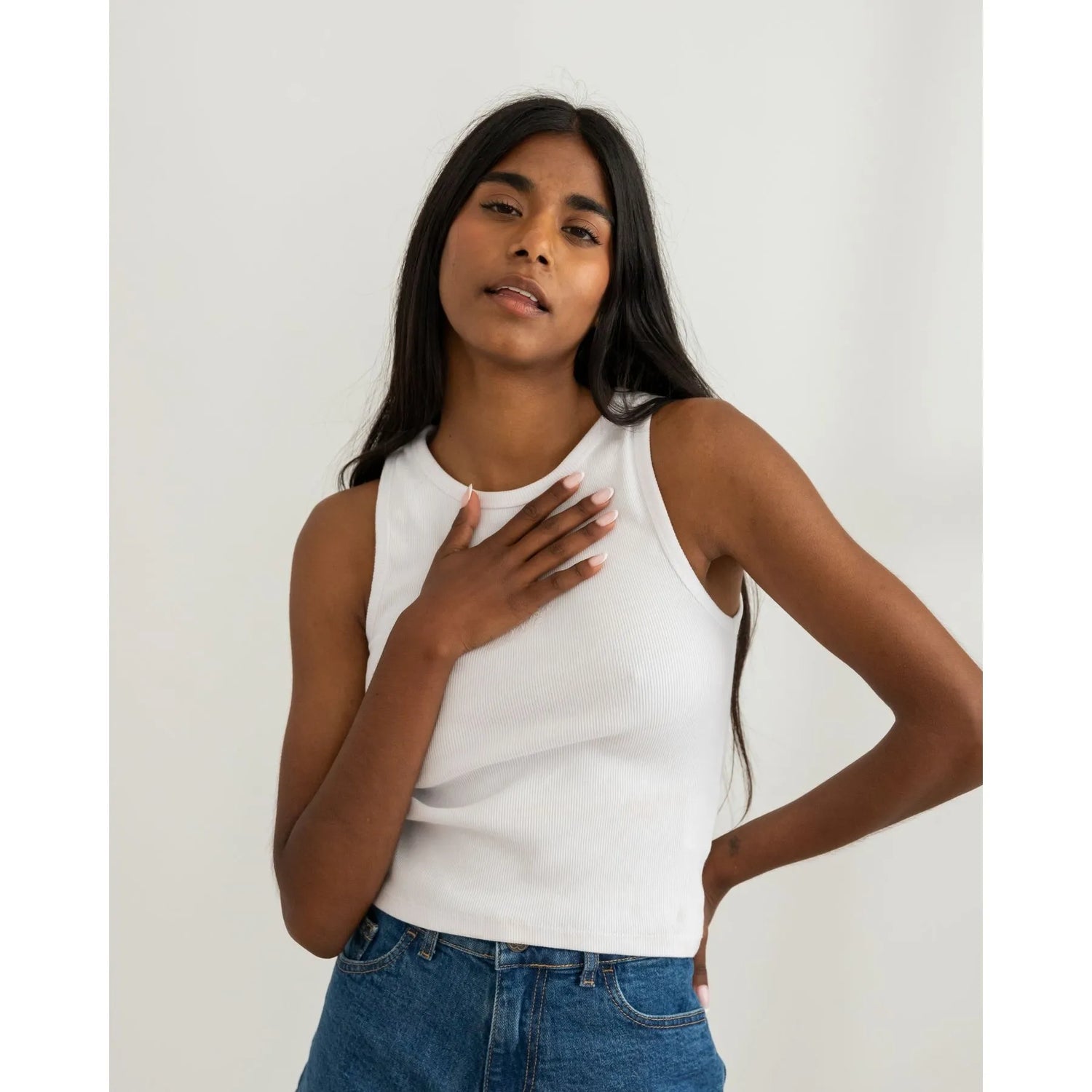 Ribbed Tank Top White