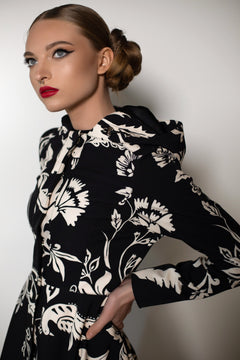 Fit and Flare Raincoat with Full Circle Hem Blooming Night