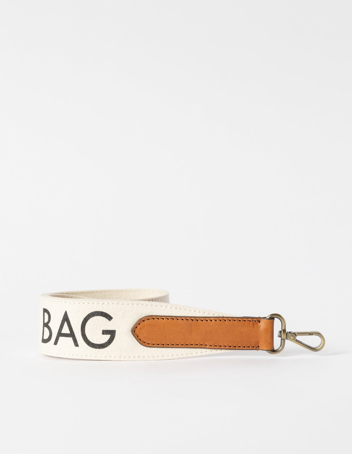 Shoulder Canvas Logo Strap White & Cognac Classic Leather