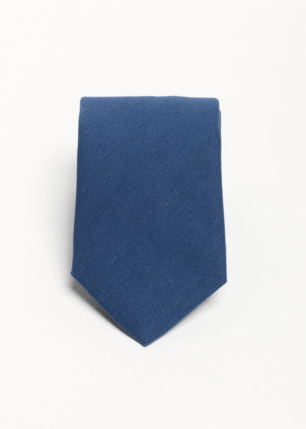 The 100% Linen Tie Ocean Blue