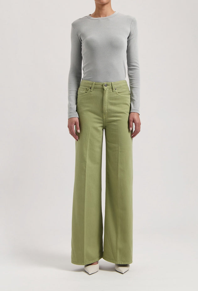 Sara High Loose Flow Jeans Olive