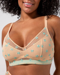 Mesh Support Bra Peach Turquoise