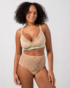 Mesh Support Bra Peach Turquoise