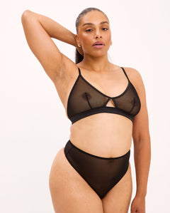 Mesh Cut-Out Triangle Bralette Black