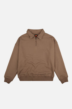 Women's Essential Garment Heavyweight Oversized Quater Zip Sweater Caribou