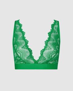 Lace Plunge Bralette Green Ivy