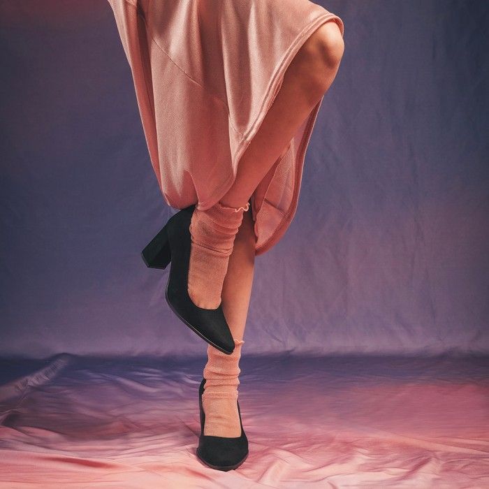 Vane Black Vegan Pump Shoes Heel