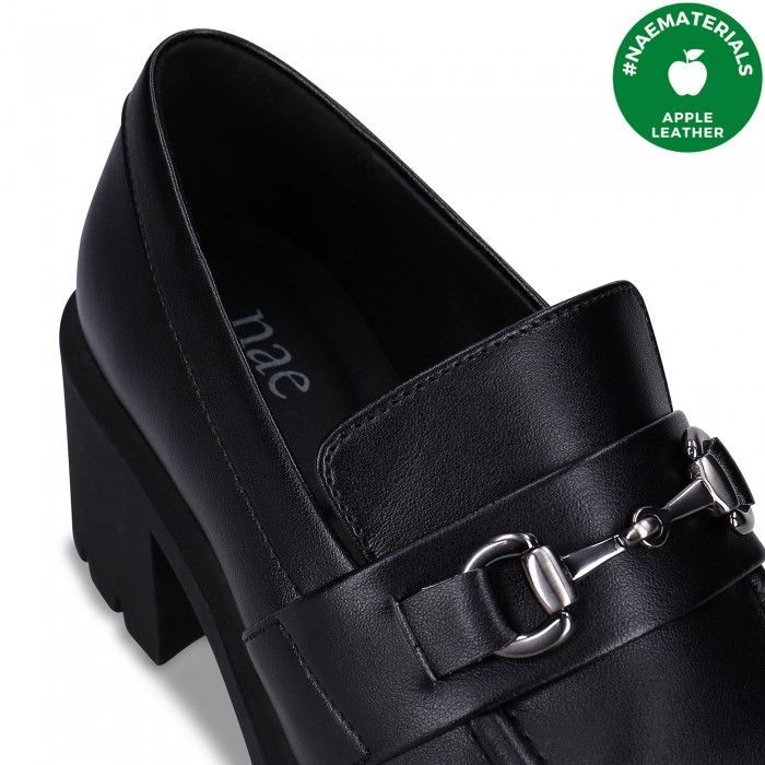 Nae Vegan Shoes - Rais Black Vegan Heel Loafer Moccasin