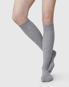 Bodil Chunky Knee-High Wool Socks 2-Pack Black/Grey