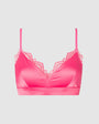 UNDERSTATEMENT - Satin Lace Triangle Bralette Bubblegum Pink, image no.1