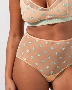 Mesh Highwaist Briefs Peach/Turquoise