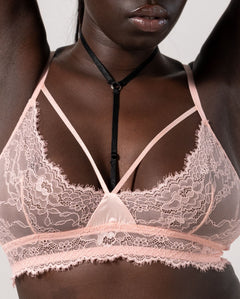 Lace Strappy Triangle Bralette Powder Pink