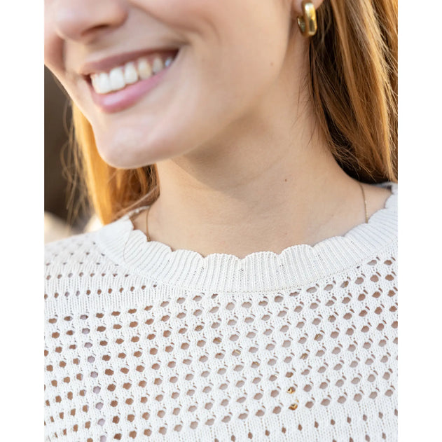 Openwork Knit Sweater Beige