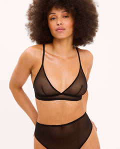 Mesh Triangle Bralette Black