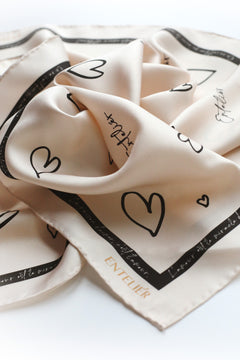 L'amour Silk Scarf Ecru