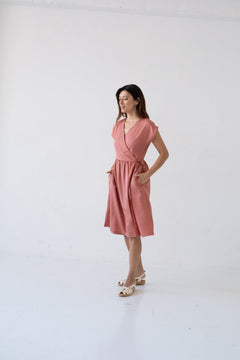 Hira TENCEL™ Wrap Midi Dress in Pink
