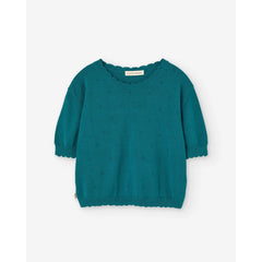 Short Sleeve Knit Sweater Ocean Blue