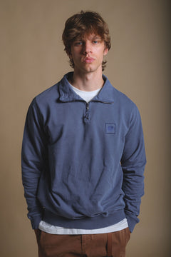 Men's Sauce Pigment Quarter Zip Sweater Faded Navy