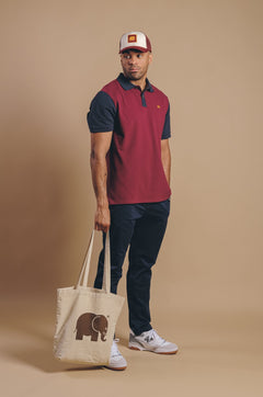 Color Block Polo Shirt Burgundy