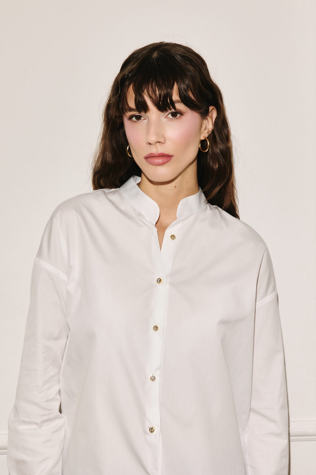 Stand up collar shirt white