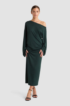 Giovanna Dress Bottle Green