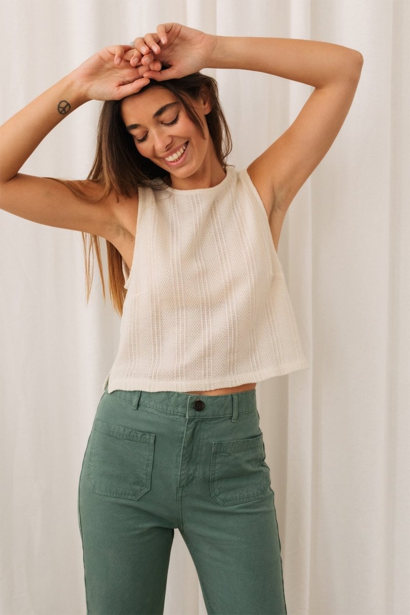 Ingaro Sleeveless Top Ecru White - IVALO.COM