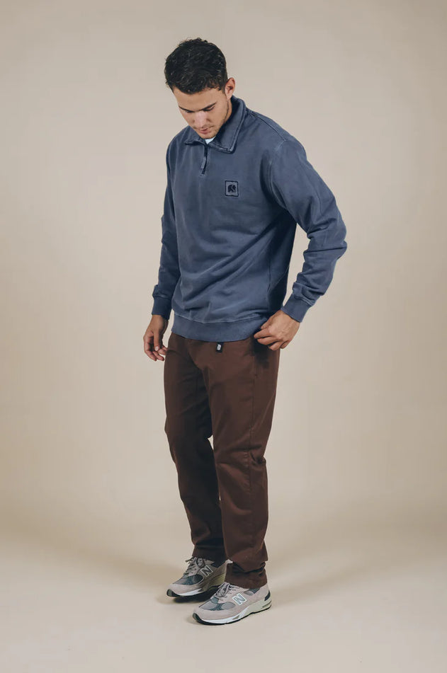 Men's Sauce Pigment Quarter Zip Sweater Faded Navy