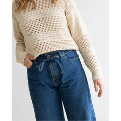Openwork Knit Sweater Beige