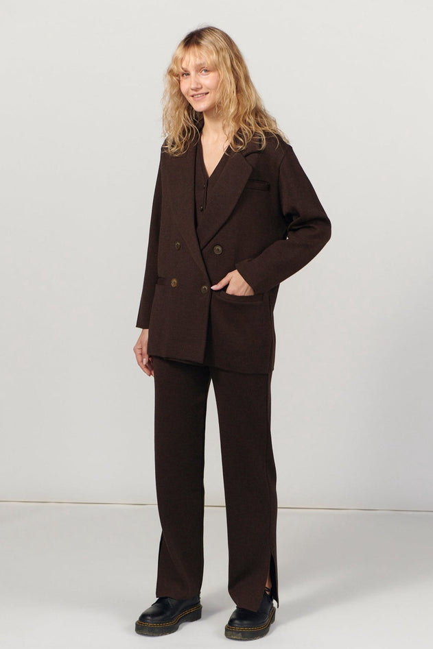 Galante Knitted Merino Waistcoat Chocolate
