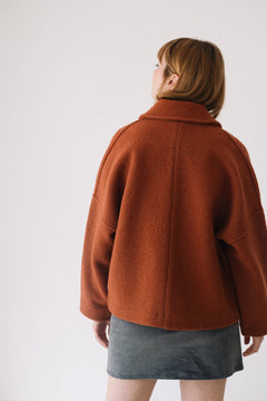 Merino Wool Short Coat in Red