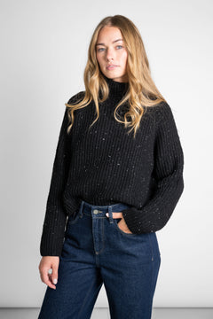 Recycled Wool Turtleneck Sweater Black