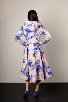 Fit and Flare Raincoat with Pleated Hem Cornflower Blue