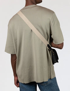 Herringbone Webbing Strap Sand & Black Vegan Uppeal™