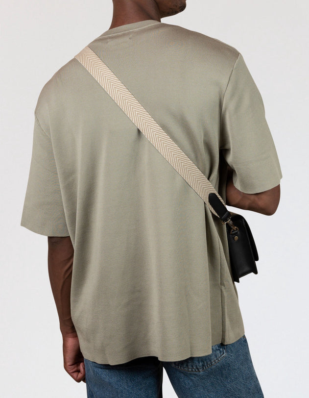 Herringbone Webbing Strap Sand & Black Vegan Uppeal™