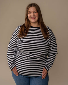 Muisto Long T-Shirt Black/White Stripe
