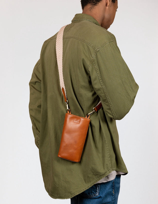 Herringbone Laukunhihna Hiekka & Cognac