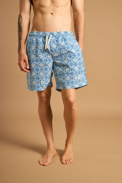 Men's Tiles Swim Shorts Light Blue