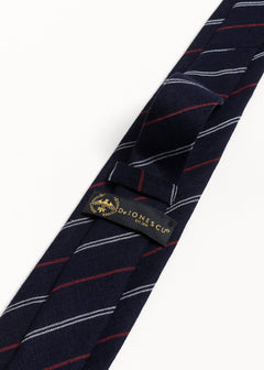 The 100% Linen Tie Navy & Red Stripes