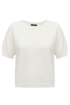 Amelié Knitted Short Sleeved Blouse Ecru