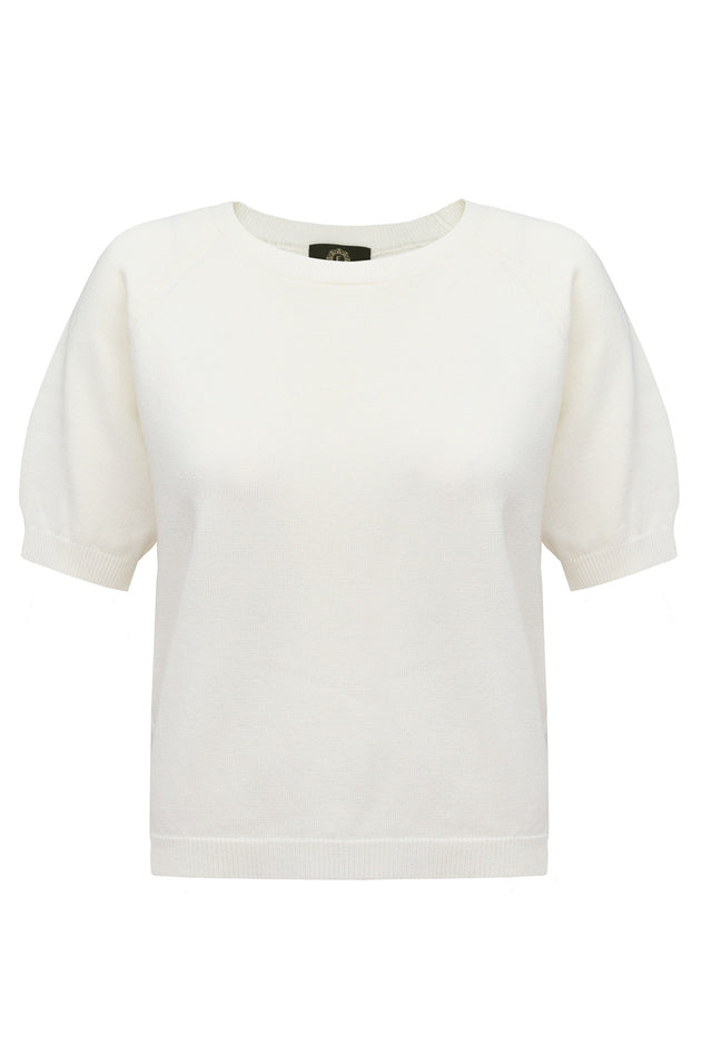 Amelié Knitted Short Sleeved Blouse Ecru