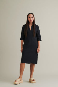 Edith Linen Dress Black