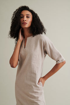 Edith Linen Dress Beige