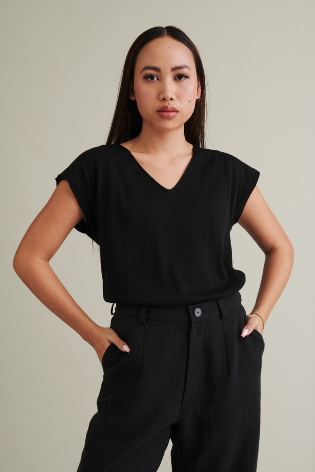 Karby Silk-Cotton T-Shirt Black