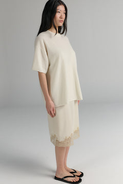 Cashmere Blend T-Shirt Cream