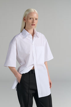 Short Sleeve Button-Up Shirt White