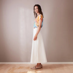 Flow Wide Midi Skirt White