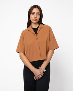 Cropped Bowling Shirt Caramel Brown
