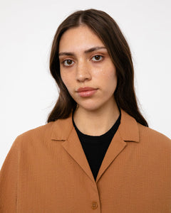 Cropped Bowling Shirt Caramel Brown