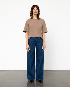 Cropped Waffle T-shirt Washed Brown